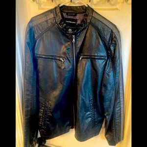 Calvin Klein jeans black faux leather men’s motorcycle jacket large
